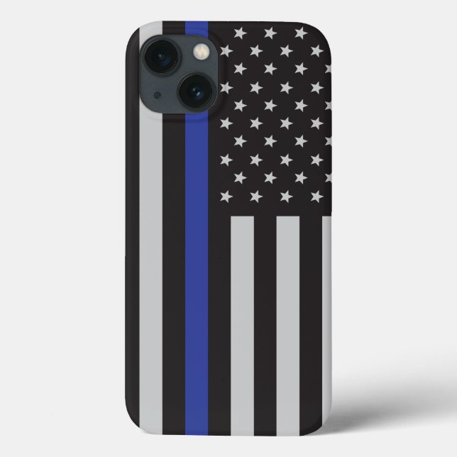 Personalized Thin Blue Line American Flag Case-Mate iPhone Case (Back)