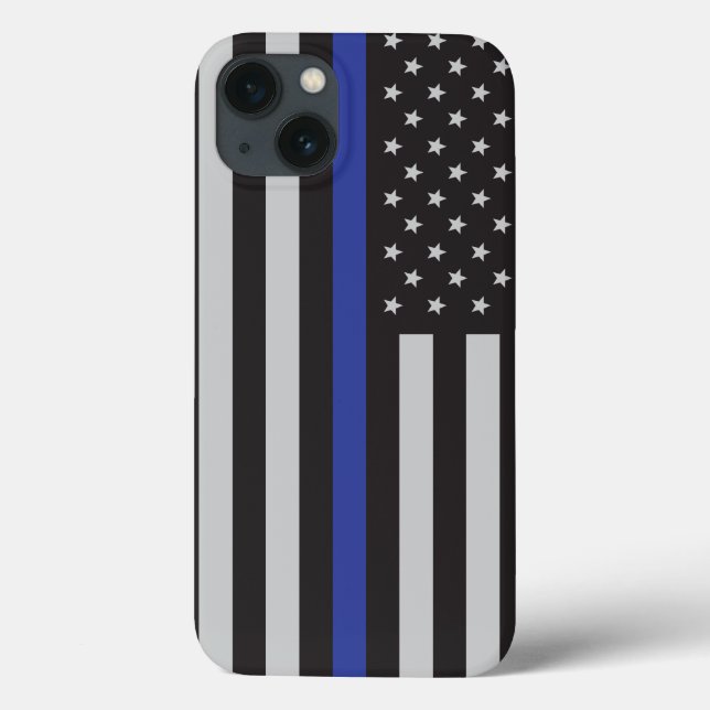 Personalized Thin Blue Line American Flag Case-Mate iPhone Case (Back)