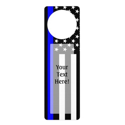 Personalized Thin Blue Line American Flag Door Hanger