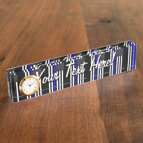 Personalized Thin Blue Line American Flag Name Plate