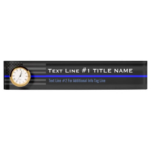 Personalized Thin Blue Line American Flag on a Nameplate