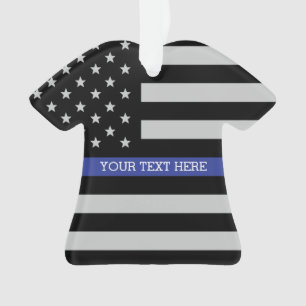Personalized Thin Blue Line American Flag Ornament