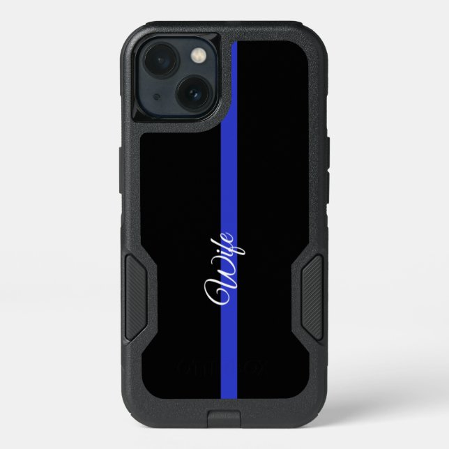 Personalized Thin Blue Line American Flag Otterbox iPhone Case (Back)