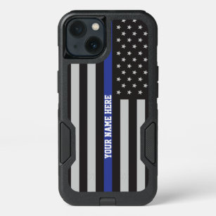 Personalized Thin Blue Line American Flag iPhone 13 Case