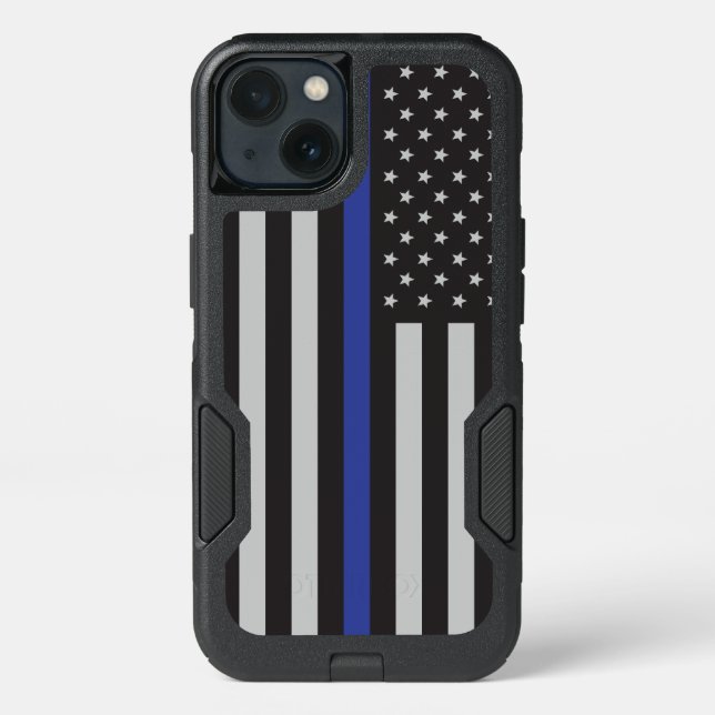 Personalized Thin Blue Line American Flag Otterbox iPhone Case (Back)