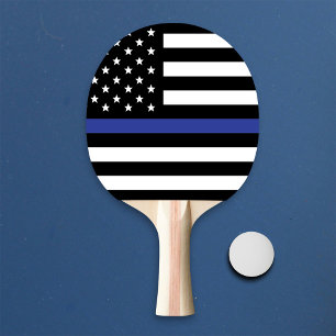 Personalized Thin Blue Line American Flag Ping-Pong Paddle