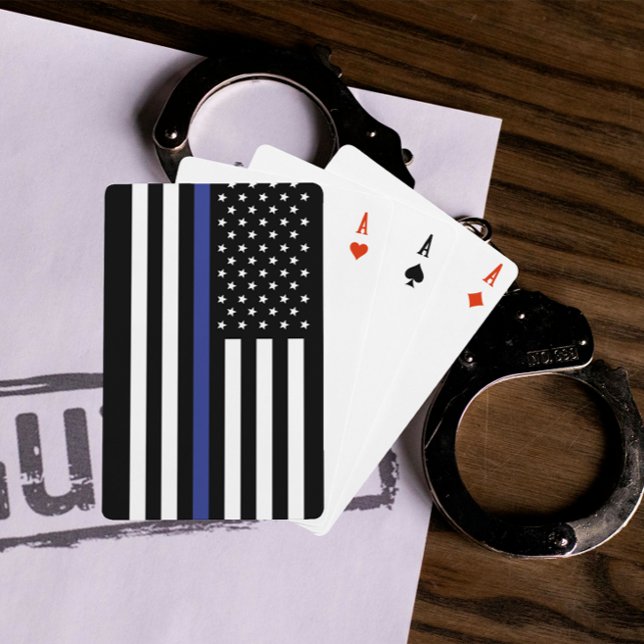 Personalized Thin Blue Line American Flag Poker Cards (Creator Uploaded)