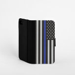 Personalized Thin Blue Line American Flag Phone Wallet<br><div class="desc">Personalized Thin Blue Line American Flag Designs for Patriot.</div>