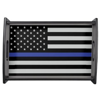 Personalized Thin Blue Line American Flag Serving Tray by American_Police at Zazzle