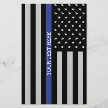 Personalized Thin Blue Line American Flag Stationery by American_Police at Zazzle