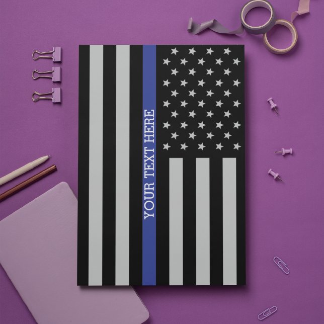 Personalized Thin Blue Line American Flag Stationery (Creator Uploaded)