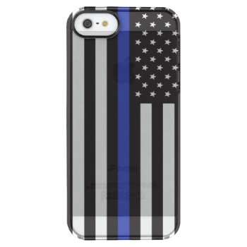 Personalized Thin Blue Line American Flag Clear Iphone Se/5/5s Case by American_Police at Zazzle