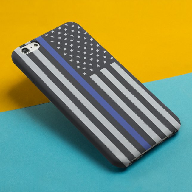 Personalized Thin Blue Line American Flag Uncommon iPhone Case (Creator Uploaded)