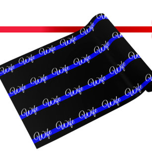 Personalized Thin Blue Line American Flag Wrapping Paper