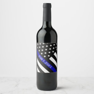 Personalized Thin Blue Line Celebration Wine Label