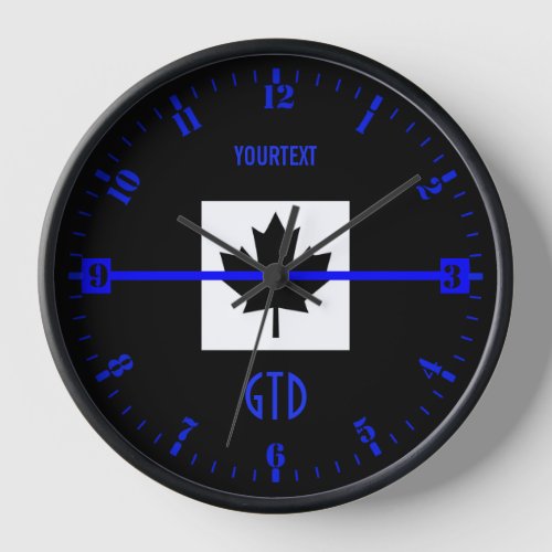 Personalized Thin Blue Line Dial on Canadian Flag Clock