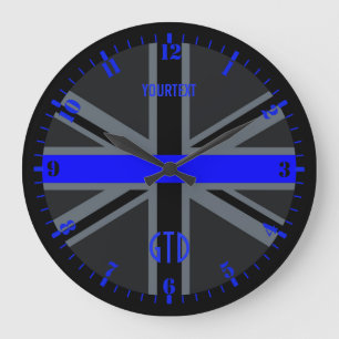 Personalized Thin Blue Line Dial Union Jack on a Large Clock