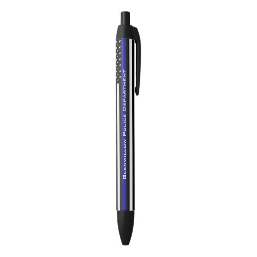 Personalized Thin Blue Line Flag Black Ink Pen