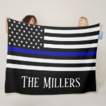 Personalized Thin Blue Line Flag Fleece Blanket at Zazzle
