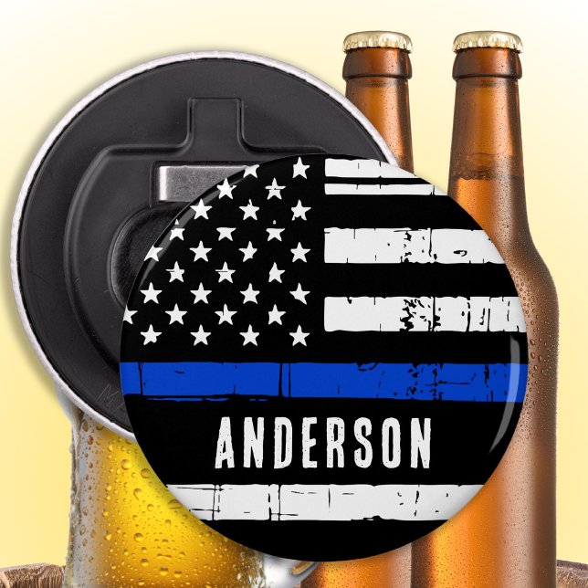 Personalized Thin Blue Line Flag Police Bottle Opener (Creator Uploaded)
