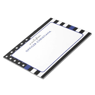Personalized Thin Blue Line Flag Police Officer Notepad