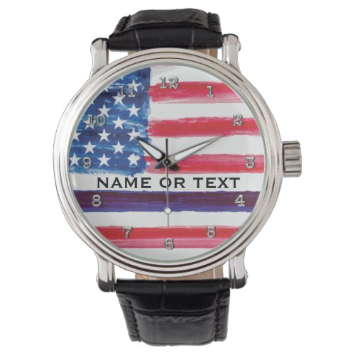 Personalized Thin Blue Line Flag Police Officer Watch