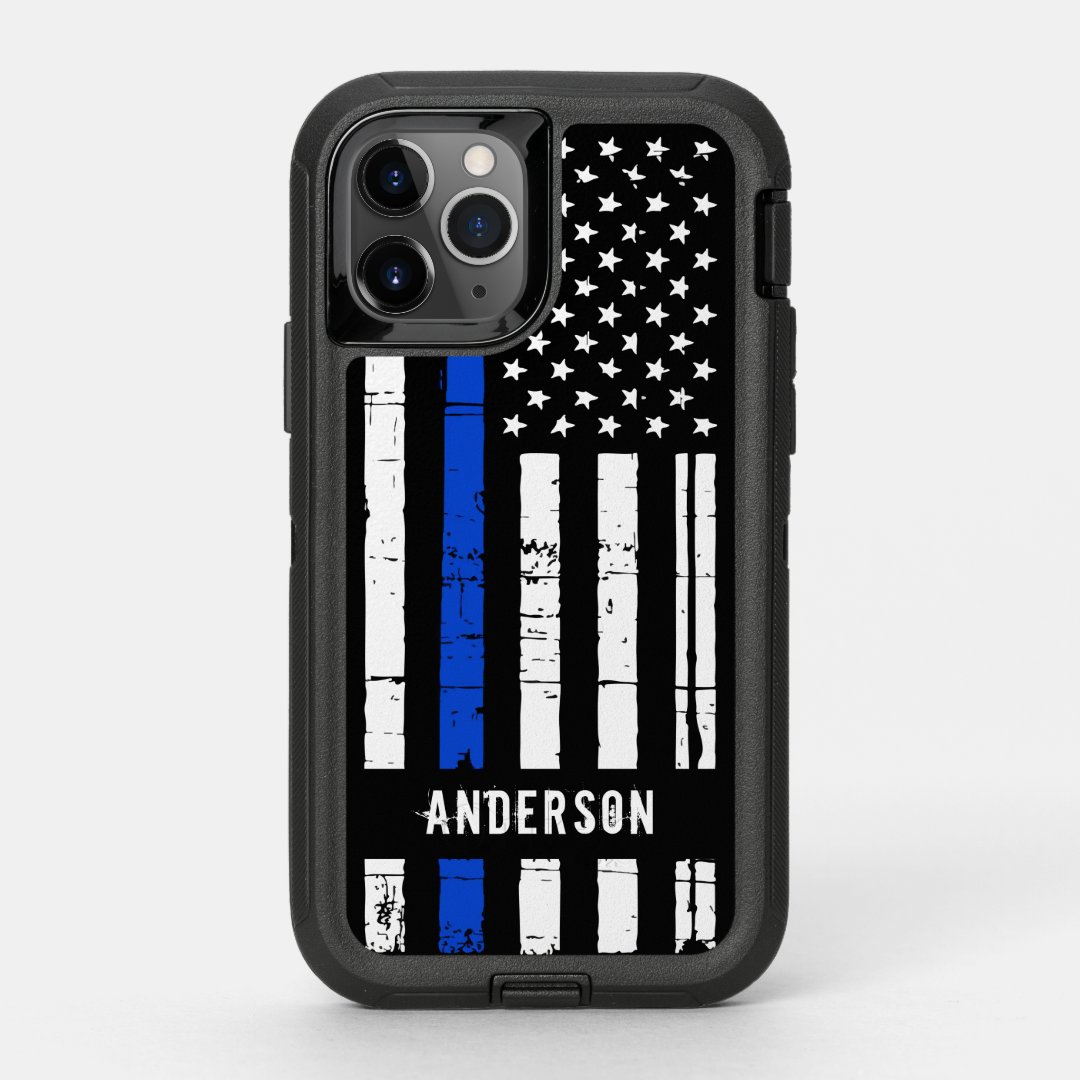Personalized Thin Blue Line Flag Police OtterBox iPhone Case Zazzle