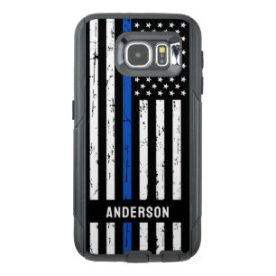 Personalized Thin Blue Line Flag Police OtterBox Samsung Galaxy S6 Case
