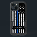 Personalized Thin Blue Line Flag Police iPhone 13 Case<br><div class="desc">Thin Blue Line iPhone case - USA American flag design in Police Flag colors , distressed design . Perfect for all police officer's law enforcement officers and all who support them, police mom's and police wife's. Personalize this police iPhone case with your favorite police officers name. COPYRIGHT © 2021 Judy...</div>