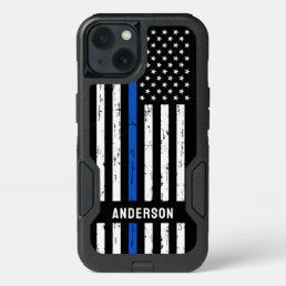 Personalized Thin Blue Line Flag Police iPhone 13 Case