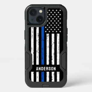 Personalized Thin Blue Line Flag Police iPhone 13 Case