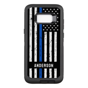 Personalized Thin Blue Line Flag Police OtterBox Defender Samsung Galaxy S8+ Case