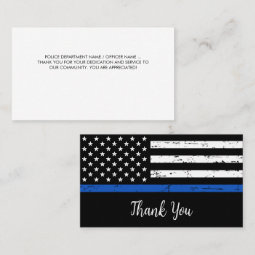 Personalized Thin Blue Line Flag Police Thank You Business Card | Zazzle