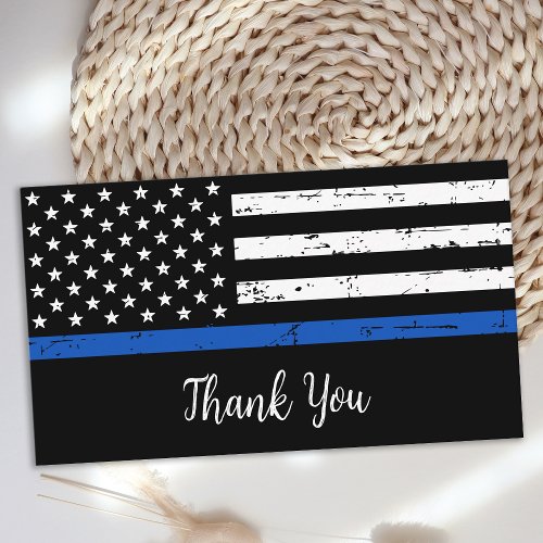 Personalized Thin Blue Line Flag Police Thank You Business Card