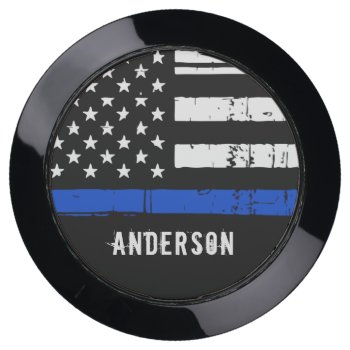 Personalized Thin Blue Line Flag Police Usb Charging Station by BlackDogArtJudy at Zazzle