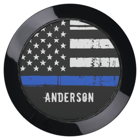 Personalized Thin Blue Line Flag Police Usb Charging Station