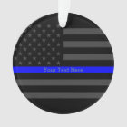 Personalized Thin Blue Line Grey US Flag Decors