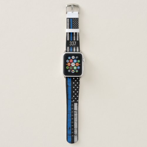 Personalized Thin Blue Line Law Enforcement Police Apple Watch Band