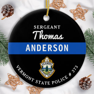 Personalized Thin Blue Line Logo Police Officer Ceramic Ornament