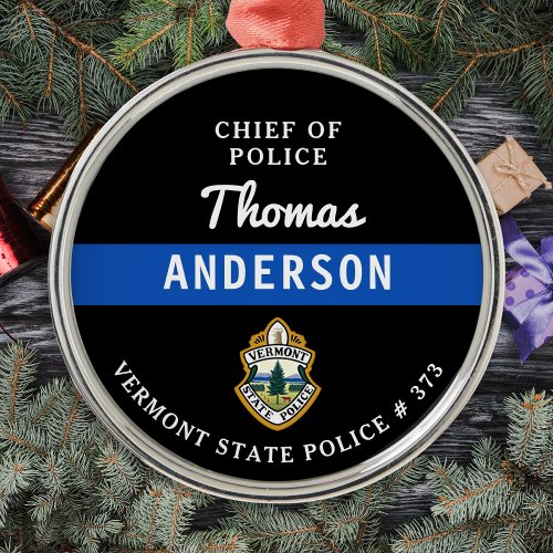 Personalized Thin Blue Line Logo Police Officer Metal Ornament