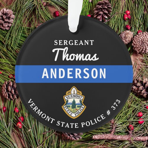 Personalized Thin Blue Line Logo Police Officer Ornament