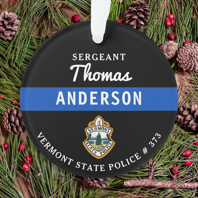 Personalized Thin Blue Line Logo Police Officer Ornament (Creator Uploaded)