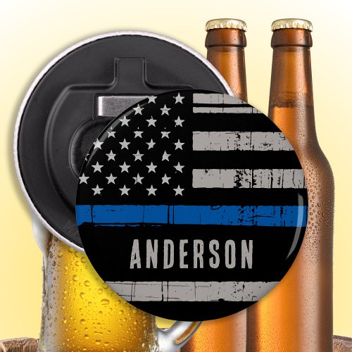 Personalized Thin Blue Line Police Bottle Opener