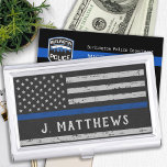 Personalized Thin Blue Line Police Business Card Case<br><div class="desc">Thin Blue Line Business Card Case - American flag in Police Flag colors, distressed design . Personalize with police officers name. This personalized police business card holder is perfect for police and law enforcement departments, a wonderful gift for a police retirement, or law enforcement graduation. COPYRIGHT © 2020 Judy Burrows,...</div>