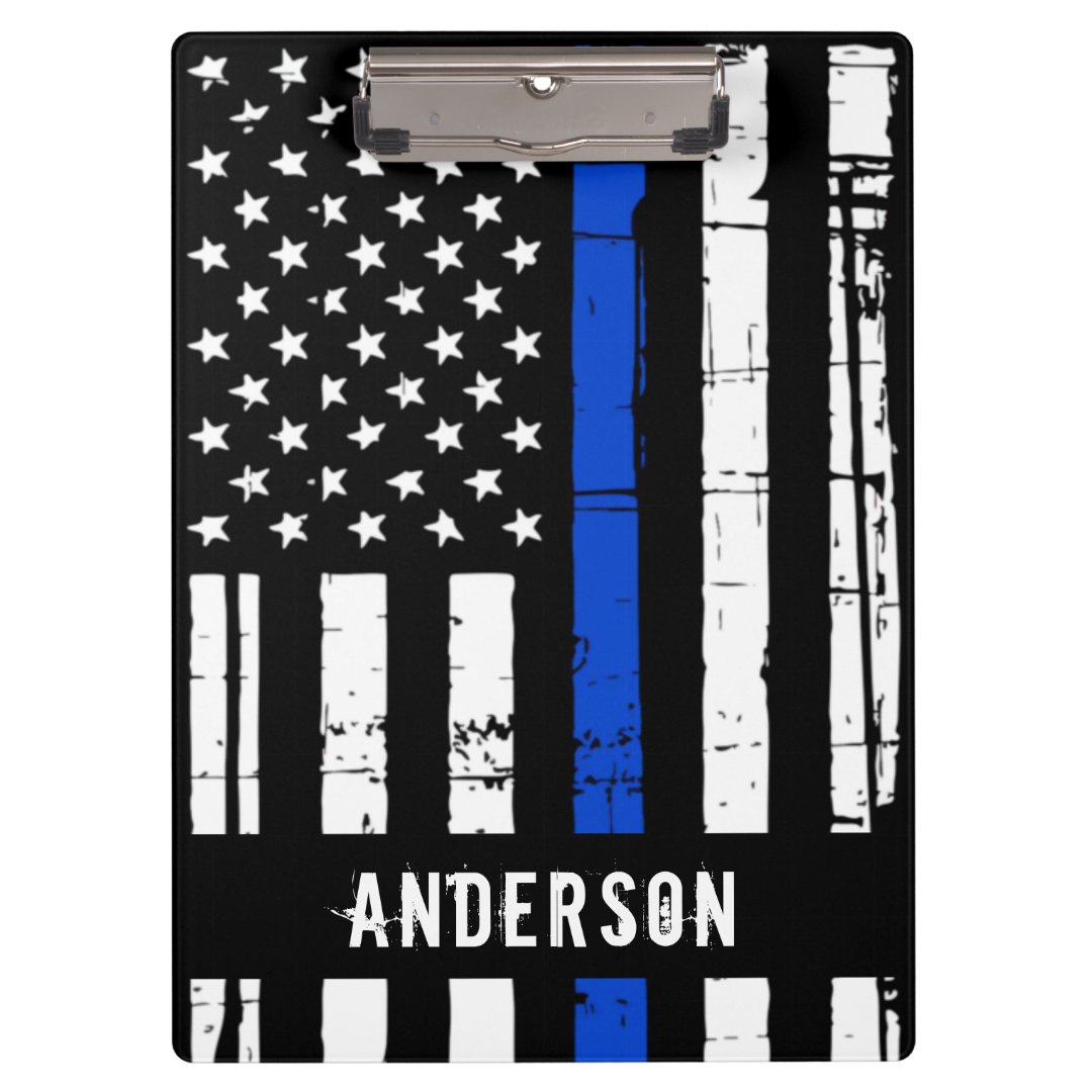 Personalized Thin Blue Line Police Clipboard Zazzle
