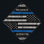 Personalized Thin Blue Line Police Dog Bandana<br><div class="desc">Thin Blue Line Bandana - American flag in Police Flag colors, distressed design . Personalize with police dog name. This personalized police dog bandana is perfect for police and law enforcement families and all those who support them . COPYRIGHT © 2020 Judy Burrows, Black Dog Art - All Rights Reserved....</div>