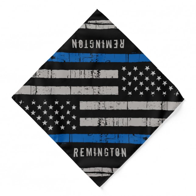 Personalized Thin Blue Line Police Dog Bandana (Front)