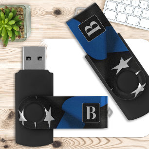 Personalized Thin Blue Line Police   Flash Drive