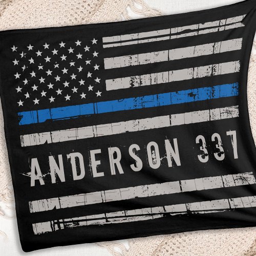 Personalized Thin Blue Line Police Fleece Blanket