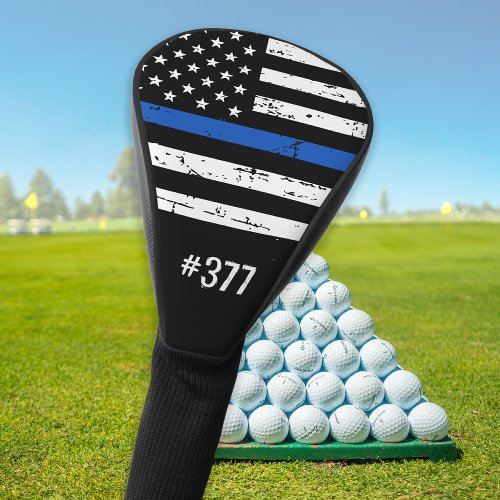 Personalized Thin Blue Line Police Golf Head Cover